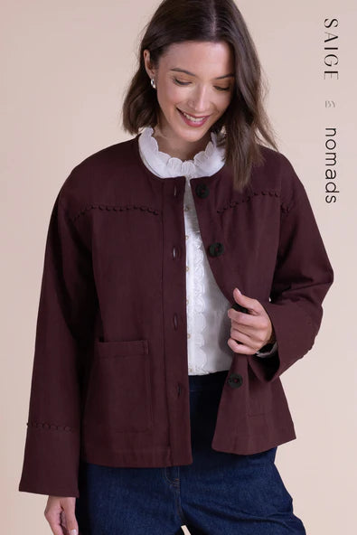 Saige Cotton Drill Jacket PD6040BGY Burgundy
