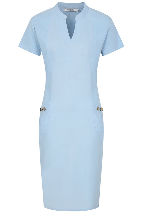 Alice Collins Hettie Notch Neck Dress Sky