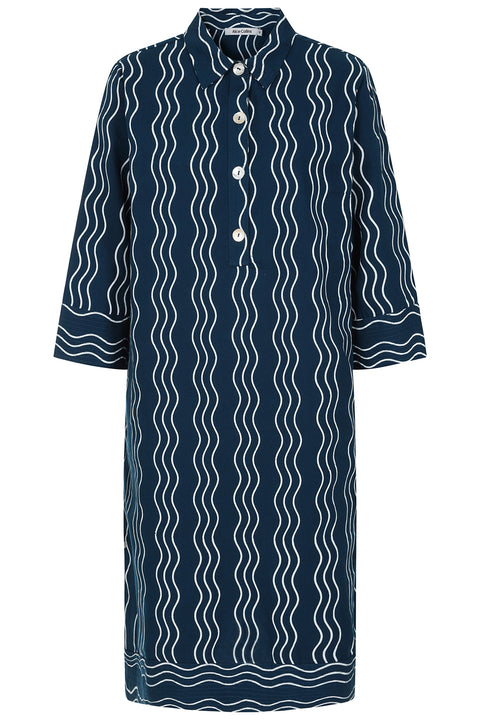 Alice Collins Beth Wavy Dress Rich Navy/White