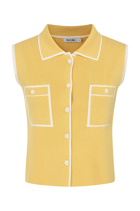 Alice Collins Amelia Waistcoat Butter/White