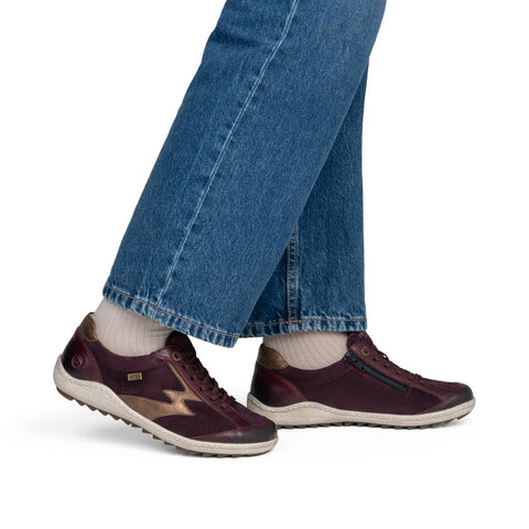 Remonte R1443-35 Red Combination Womens Water Resistant Lace Up Zip Up Shoes