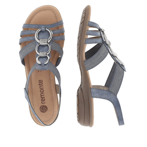 Remonte R3605-12 Blue Women's Slingback Strappy Casual Comfort Cushioned Sandals
