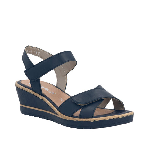 Remonte R6252-16 Pazifik Navy Womens Touch Fastening Wedge Sandals