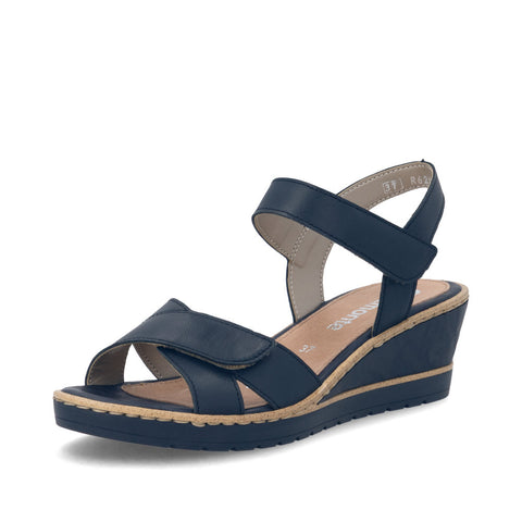Remonte R6252-16 Pazifik Navy Womens Touch Fastening Wedge Sandals