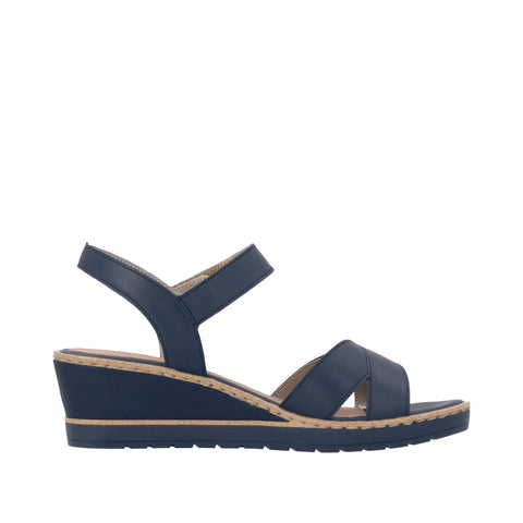 Remonte R6252-16 Pazifik Navy Womens Touch Fastening Wedge Sandals