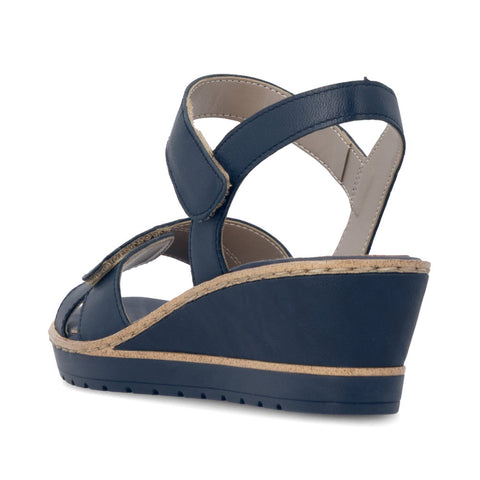 Remonte R6252-16 Pazifik Navy Womens Touch Fastening Wedge Sandals