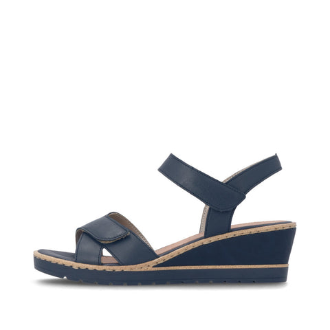 Remonte R6252-16 Pazifik Navy Womens Touch Fastening Wedge Sandals