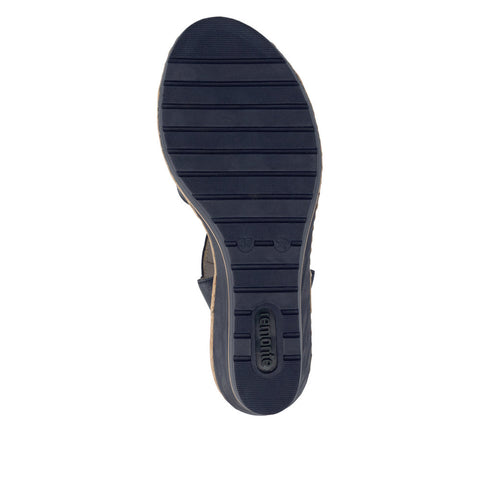 Remonte R6252-16 Pazifik Navy Womens Touch Fastening Wedge Sandals