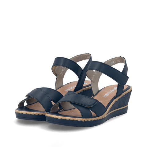 Remonte R6252-16 Pazifik Navy Womens Touch Fastening Wedge Sandals