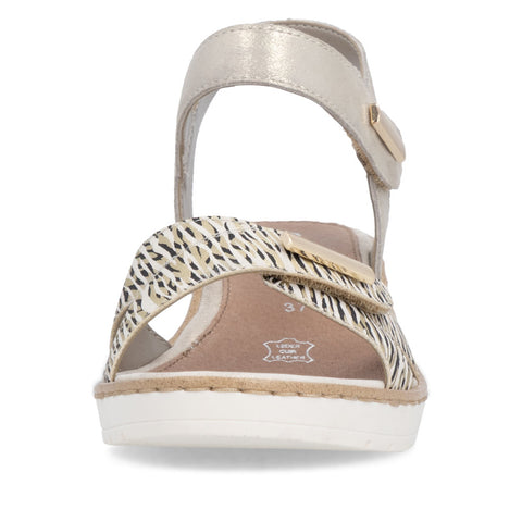 Remonte R6266-90 Beige Gold Womens Touch Fastening Wedge Sandals