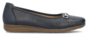 Rieker L9360-14 Blue Womens Casual Comfort Leather Slip On Pumps Shoes