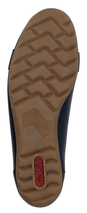 Rieker L9360-14 Blue Womens Casual Comfort Leather Slip On Pumps Shoes