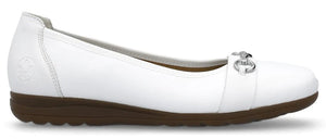 Rieker L9360-80 White Womens Casual Comfort Leather Slip On Pumps Shoes