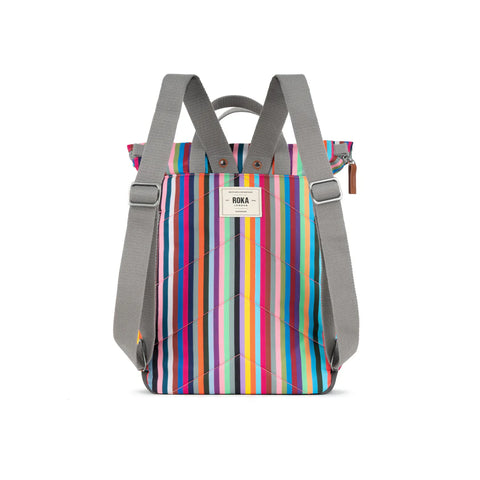 Roka Canfield B Medium Multi Stripe Recycled Canvas Roll-top Backpack