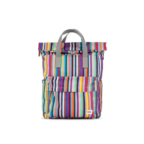 Roka Canfield B Medium Multi Stripe Recycled Canvas Roll-top Backpack