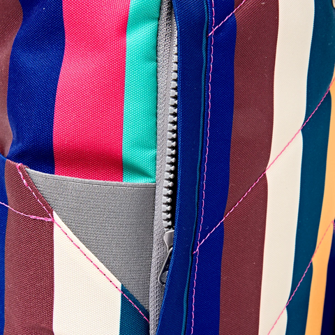 Roka Canfield B Medium Wide Multi Stripe Recycled Canvas Roll-top Backpack