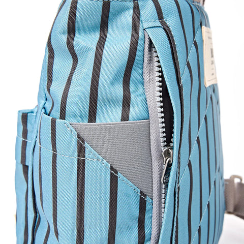 Roka Canfield B Medium Blue Stripe Recycled Canvas Roll-top Backpack