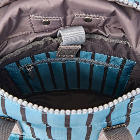 Roka Canfield B Medium Blue Stripe Recycled Canvas Roll-top Backpack