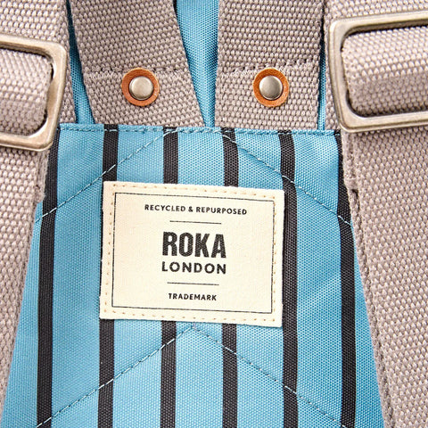 Roka Canfield B Medium Blue Stripe Recycled Canvas Roll-top Backpack