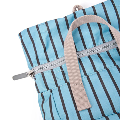 Roka Canfield B Medium Blue Stripe Recycled Canvas Roll-top Backpack