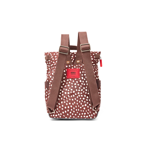 Roka Canfield B Small Brown Dot Recycled Canvas Roll-top Backpack