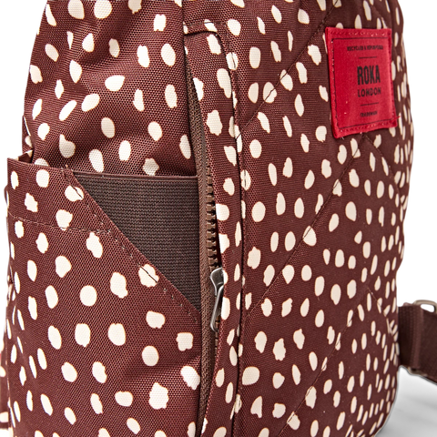 Roka Canfield B Small Brown Dot Recycled Canvas Roll-top Backpack