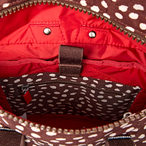 Roka Canfield B Small Brown Dot Recycled Canvas Roll-top Backpack