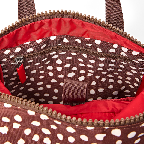 Roka Canfield B Small Brown Dot Recycled Canvas Roll-top Backpack