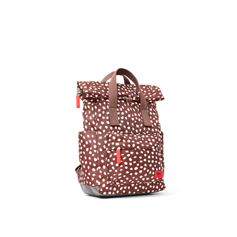Roka Canfield B Small Brown Dot Recycled Canvas Roll-top Backpack