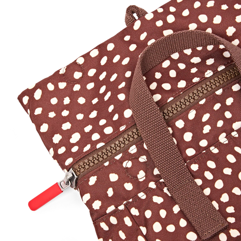 Roka Canfield B Small Brown Dot Recycled Canvas Roll-top Backpack