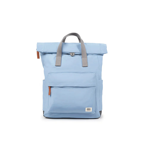 Roka Canfield B Small Retro Blue Recycled Nylon Roll-top Backpack