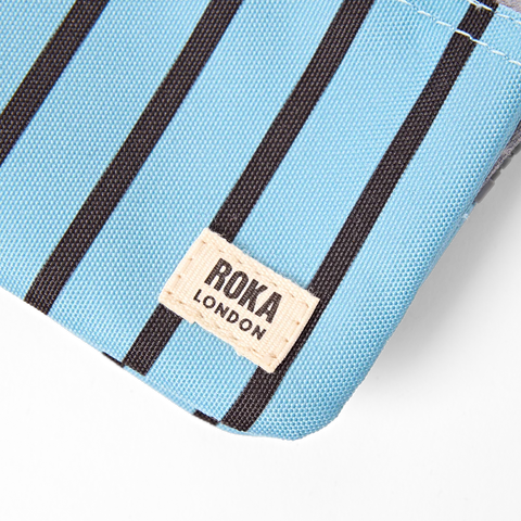 Roka Carnaby Small Blue Stripe Canvas Wallet