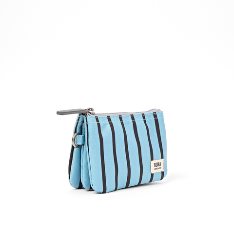 Roka Carnaby Small Blue Stripe Canvas Wallet