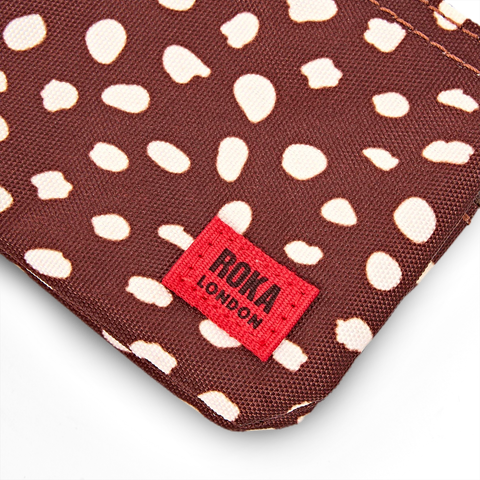 Roka Carnaby Small Brown Dot Canvas Wallet