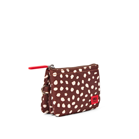 Roka Carnaby Small Brown Dot Canvas Wallet