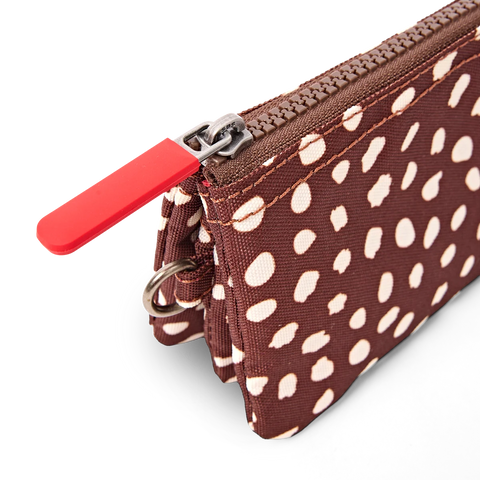 Roka Carnaby Small Brown Dot Canvas Wallet