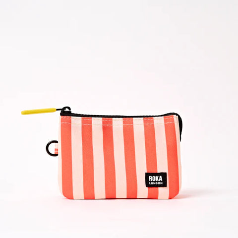 Roka Carnaby Small Coral Stripe Canvas Wallet