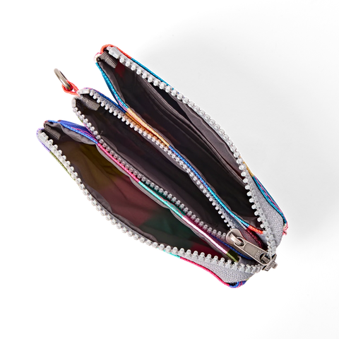 Roka Carnaby Small Wide Multi Stripe Canvas Wallet