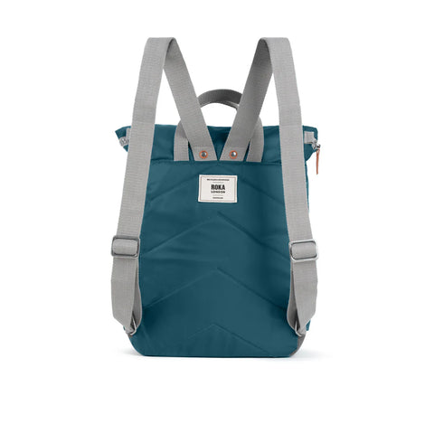 Roka Canfield B Medium Teal Recycled Nylon Roll-top Backpack