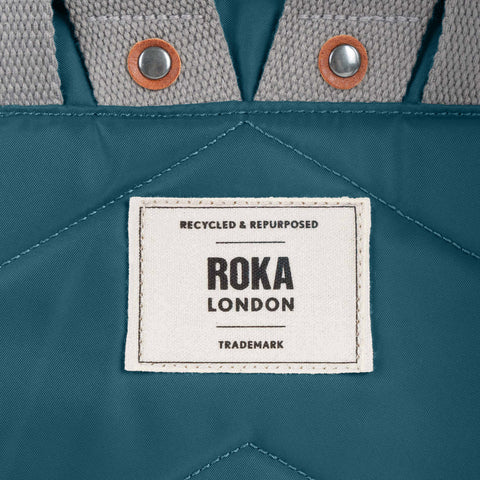 Roka Canfield B Medium Teal Recycled Nylon Roll-top Backpack