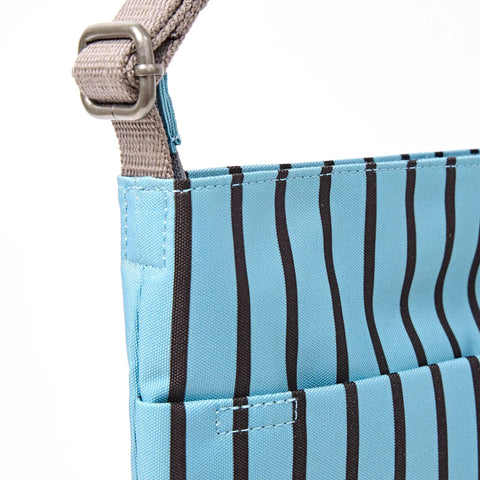 Roka Kennington B Medium Blue Stripe Recycled Canvas Cross Body Bag