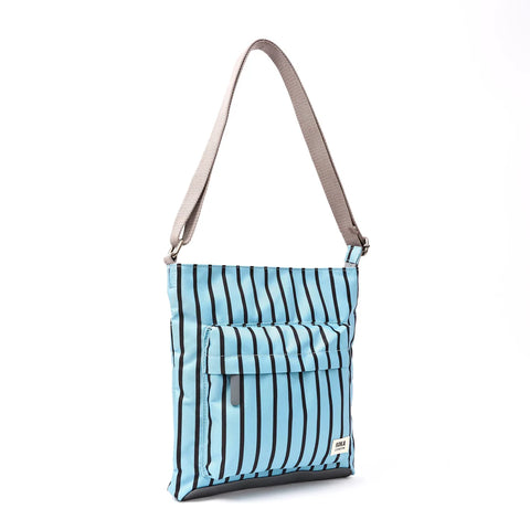Roka Kennington B Medium Blue Stripe Recycled Canvas Cross Body Bag