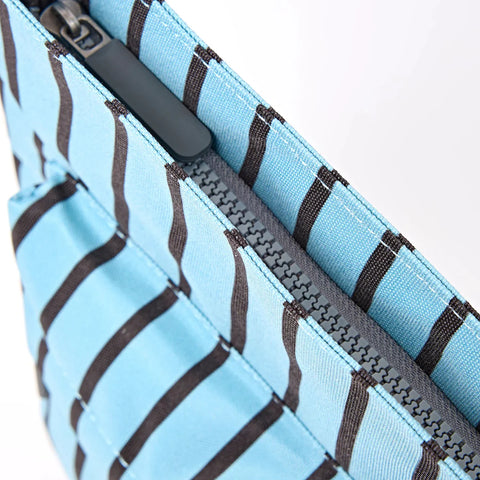 Roka Kennington B Medium Blue Stripe Recycled Canvas Cross Body Bag