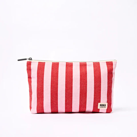 Roka Maida Vale Medium Pouch Strawberry Stripe Cotton Canvas