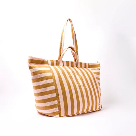 Roka Marylebone Tote Rose Gold Stripe Cotton Canvas