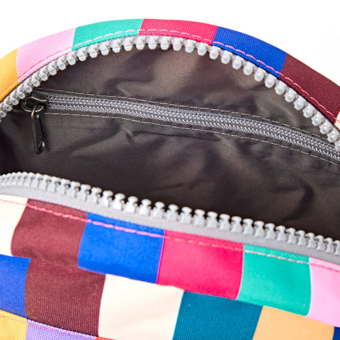 Roka Paddington B Wide Multi Stripe  Recycled Canvas Cross Body Bag