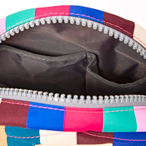 Roka Paddington B Wide Multi Stripe  Recycled Canvas Cross Body Bag