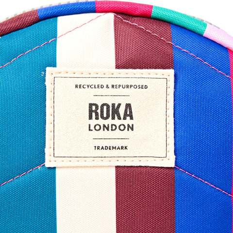 Roka Paddington B Wide Multi Stripe  Recycled Canvas Cross Body Bag