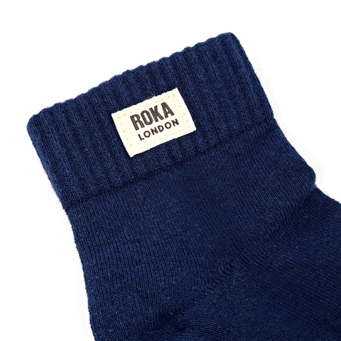 Roka Wembley Deep Blue Womens Organic Cotton Super Comfy Stylish Socks
