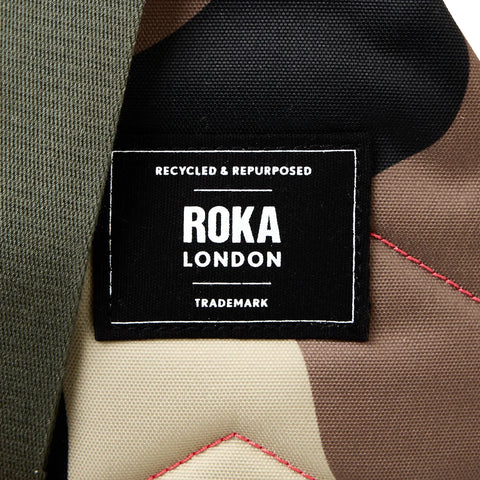 Roka Willesden B Large Sling Vintage Camo Recycled Canvas Cross Body Bag